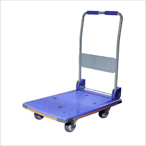 150kg Multifunction Blue Plastic Foldable Flatbed Trolley