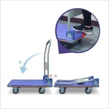 150kg Multifunction Blue Plastic Foldable Flatbed Trolley