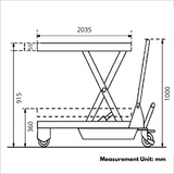 1000KG Large Manual Scissor Lift Table